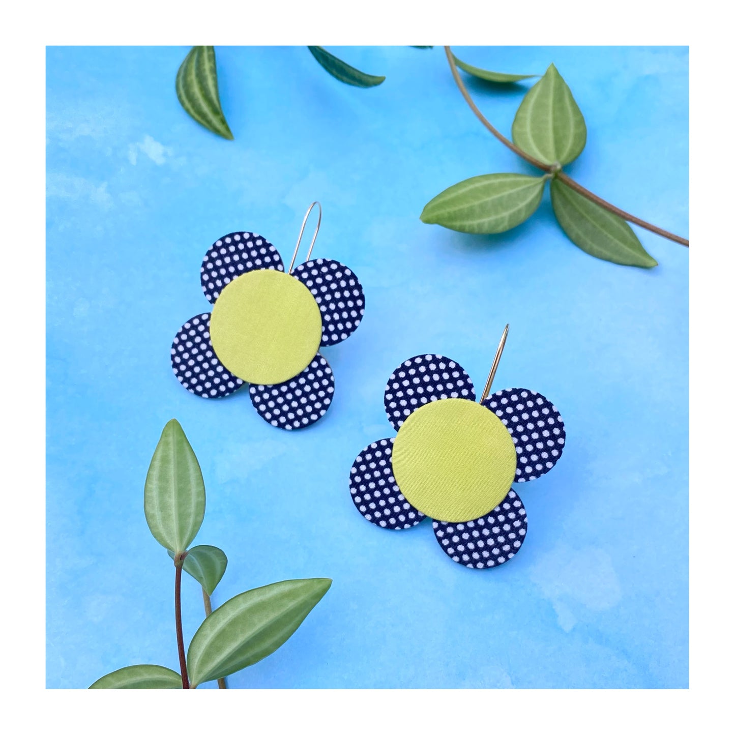 Moon Flower Dangle Hook Earrings