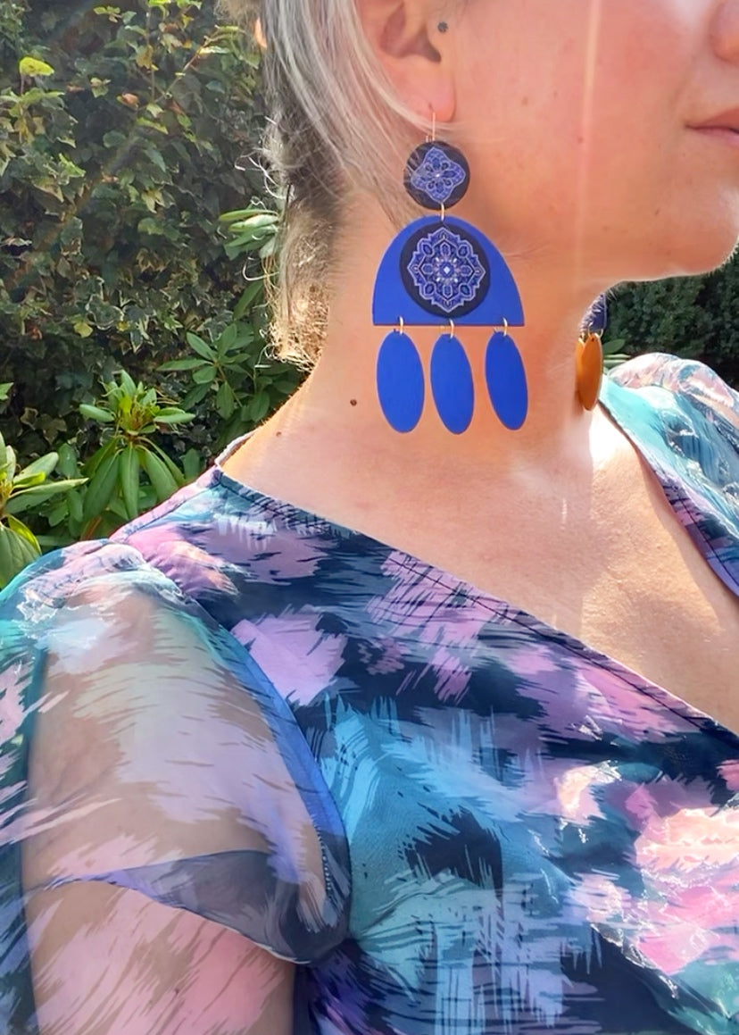 Midnight Cascade Dangle Hook Earrings