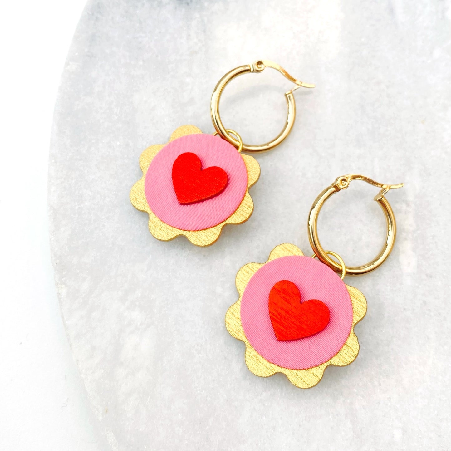 Charm Heart & Dangle Hoop Earrings