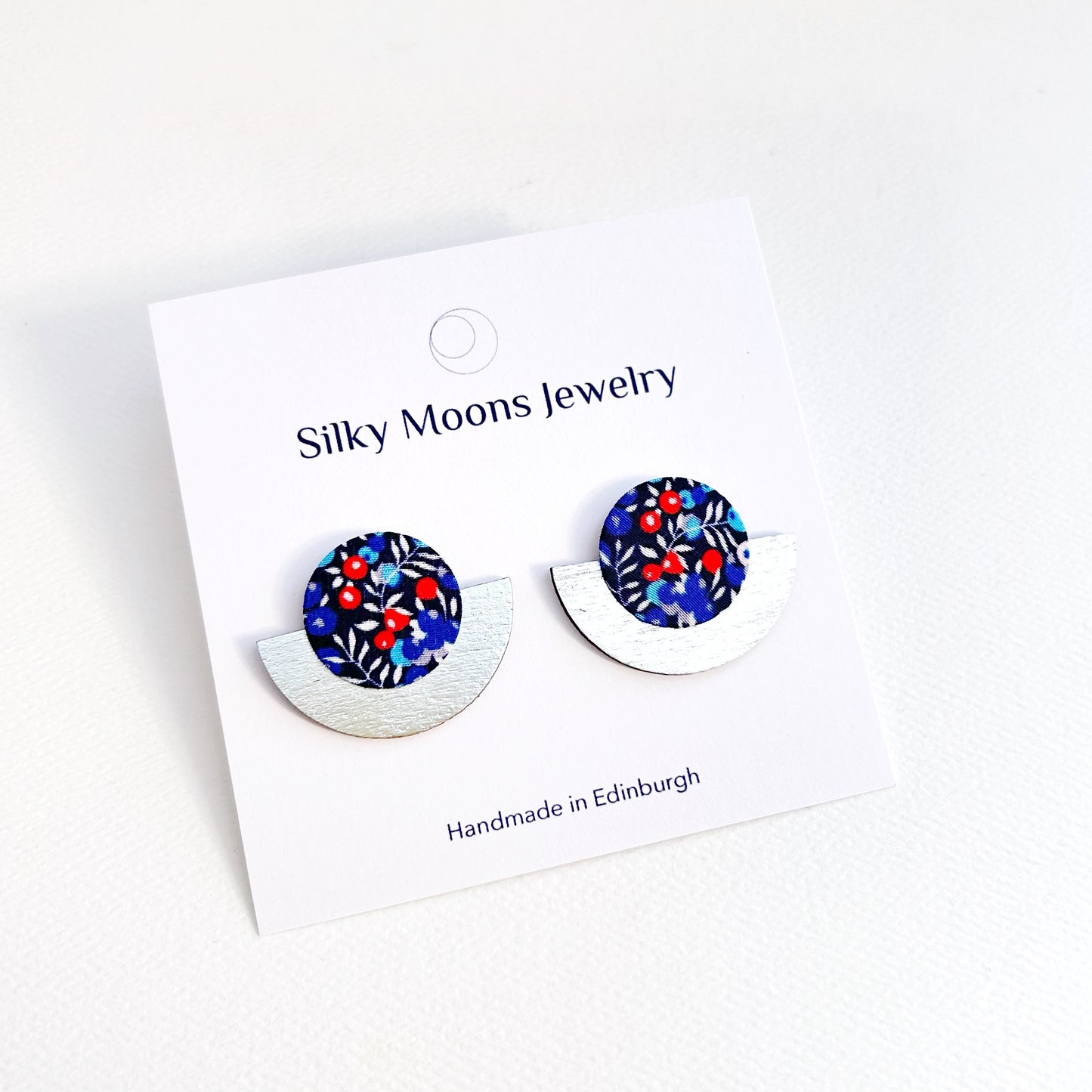 Half Plywood & Silk Stud Earrings