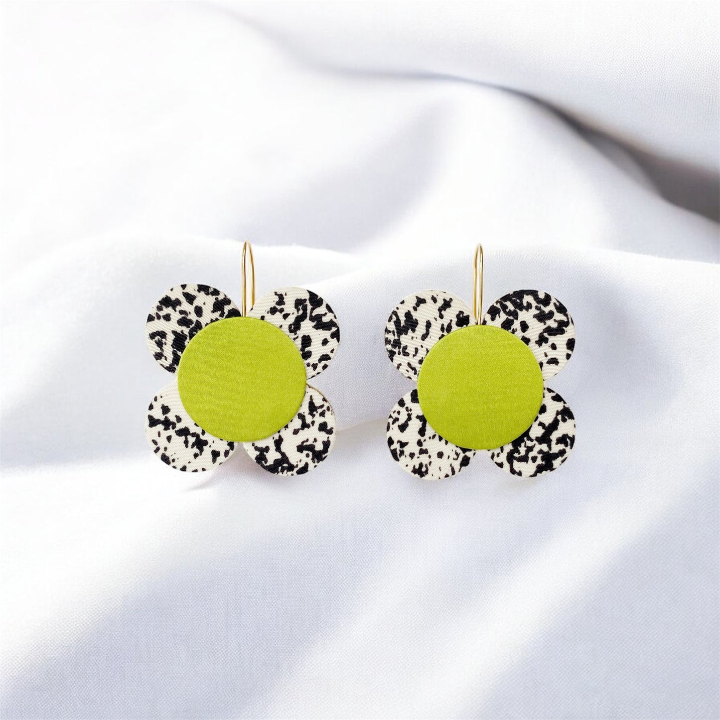 Moon Flower Dangle Hook Earrings
